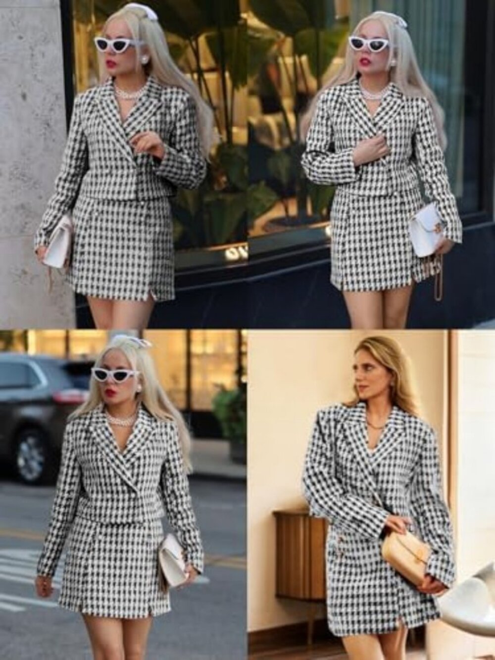 Chic Women's Cropped Tweed Blazer & Mini Skirt Set - Stylish Business Casual - Picture 6 of 6
